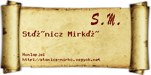 Stánicz Mirkó névjegykártya